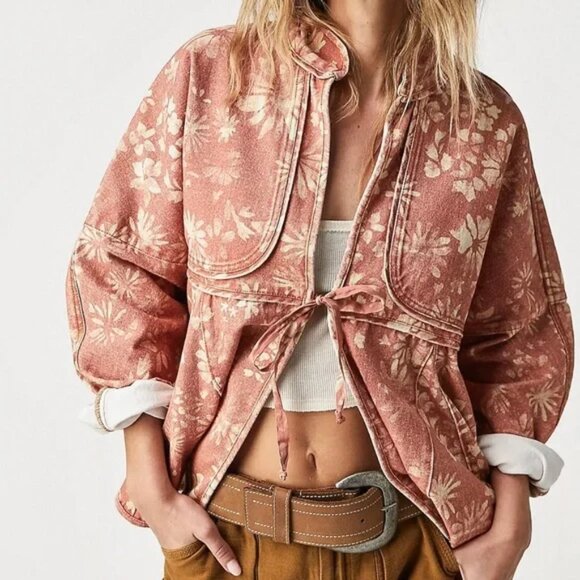 FREE PEOPLE LUA BED DENIM JACKET TOP SIZE L NWOT - Picture 2 of 10